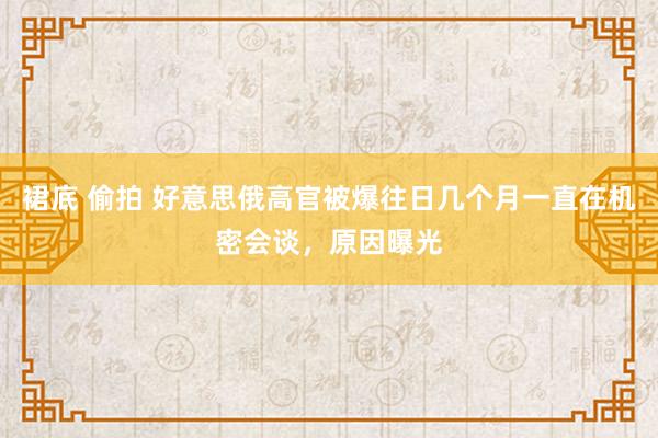 裙底 偷拍 好意思俄高官被爆往日几个月一直在机密会谈，原因曝光