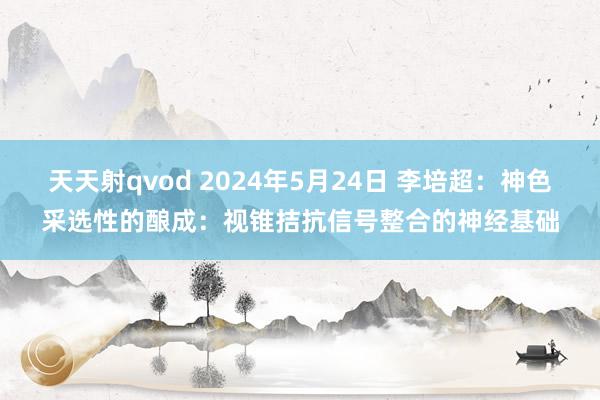 天天射qvod 2024年5月24日 李培超：神色采选性的酿成：视锥拮抗信号整合的神经基础